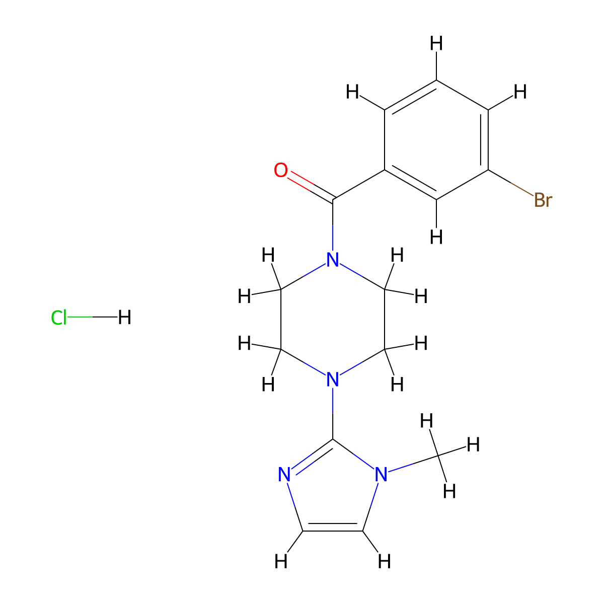 (3-bromophenyl)(4-(1-methyl-1H-imidazol-2-yl)piperazin-1-yl)methanone hydrochloride molecular structure, CAS 1327525-49-4