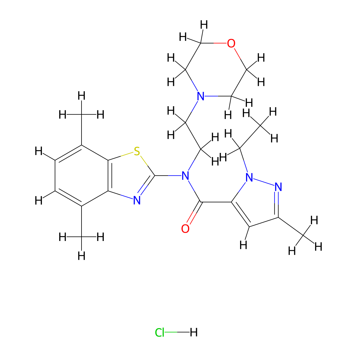 N-(4,7-dimethylbenzo[d]thiazol-2-yl)-1-ethyl-3-methyl-N-(2-morpholinoethyl)-1H-pyrazole-5-carboxamide hydrochloride molecular structure, CAS 1327525-94-9