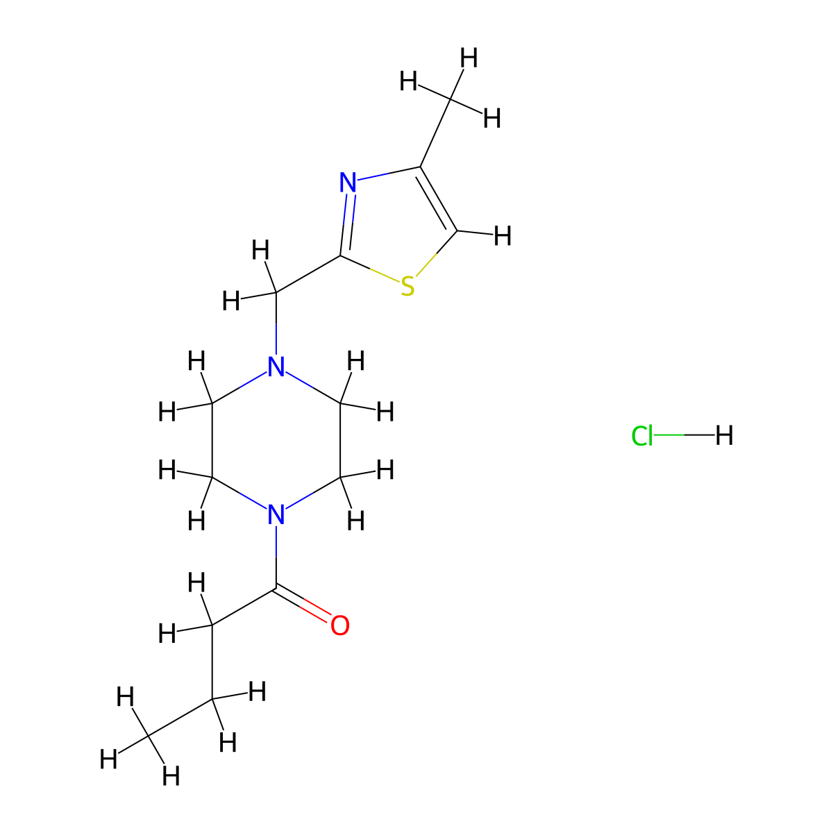 1-(4-((4-Methylthiazol-2-yl)methyl)piperazin-1-yl)butan-1-one hydrochloride molecular structure, CAS 1327526-12-4
