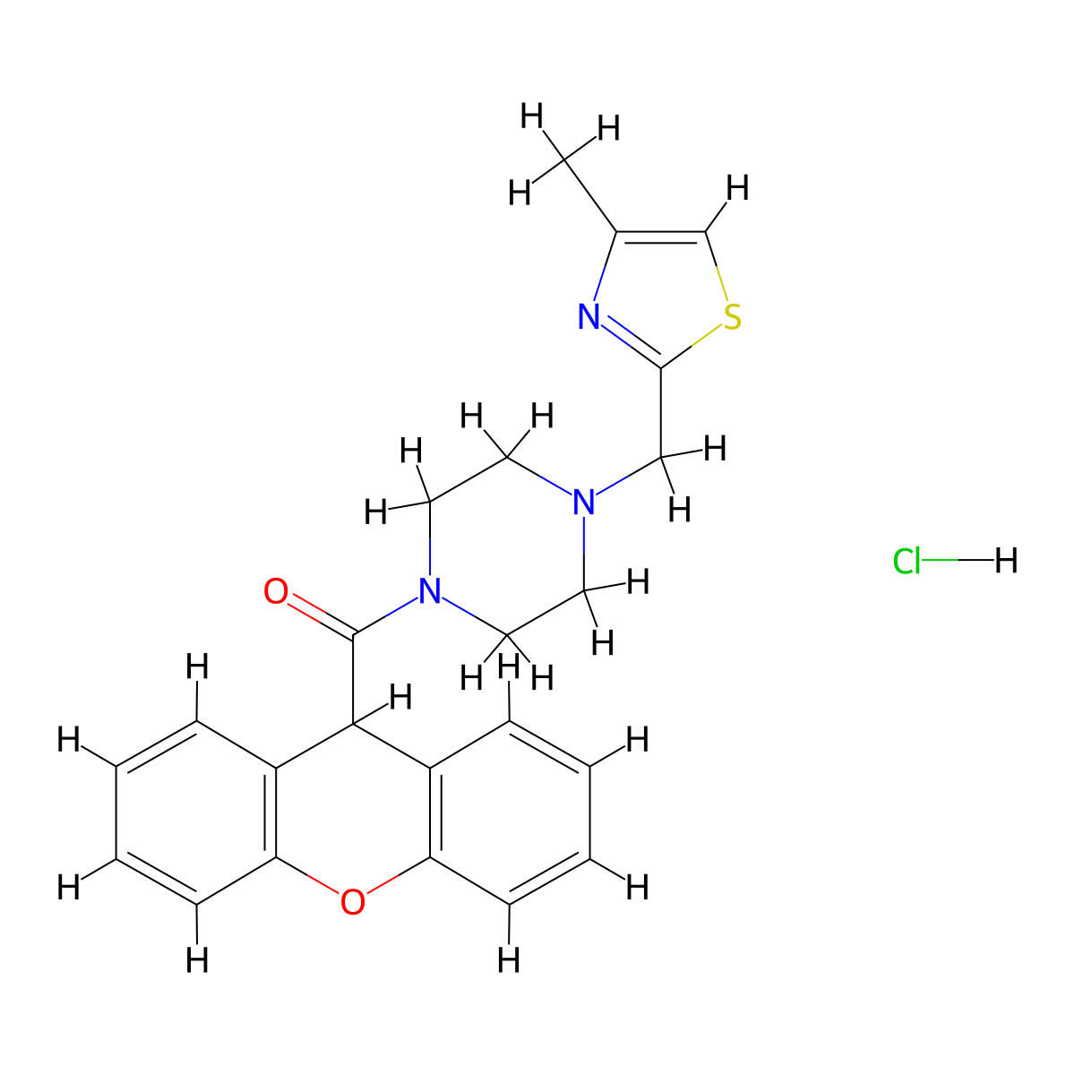 (4-((4-methylthiazol-2-yl)methyl)piperazin-1-yl)(9H-xanthen-9-yl)methanone hydrochloride molecular structure, CAS 1327526-24-8