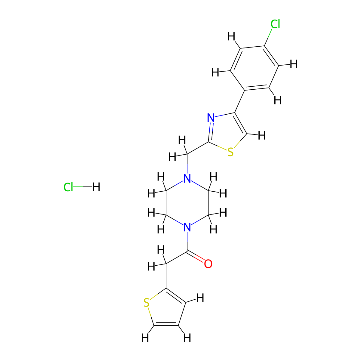 1-(4-((4-(4-Chlorophenyl)thiazol-2-yl)methyl)piperazin-1-yl)-2-(thiophen-2-yl)ethanone hydrochloride molecular structure, CAS 1327526-82-8