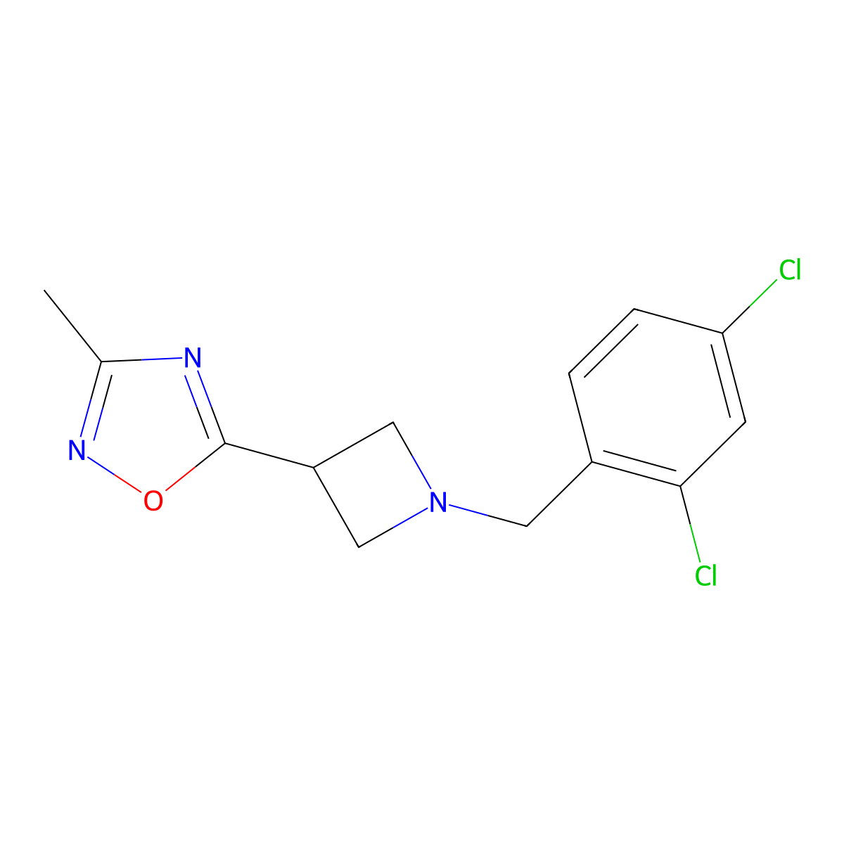 5-{1-[(2,4-Dichlorophenyl)methyl]azetidin-3-yl}-3-methyl-1,2,4-oxadiazole molecular structure, CAS 1327528-86-8