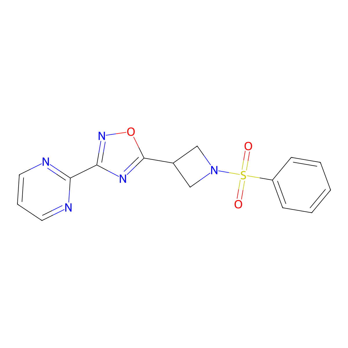 5-(1-(Phenylsulfonyl)azetidin-3-yl)-3-(pyrimidin-2-yl)-1,2,4-oxadiazole molecular structure, CAS 1327528-94-8