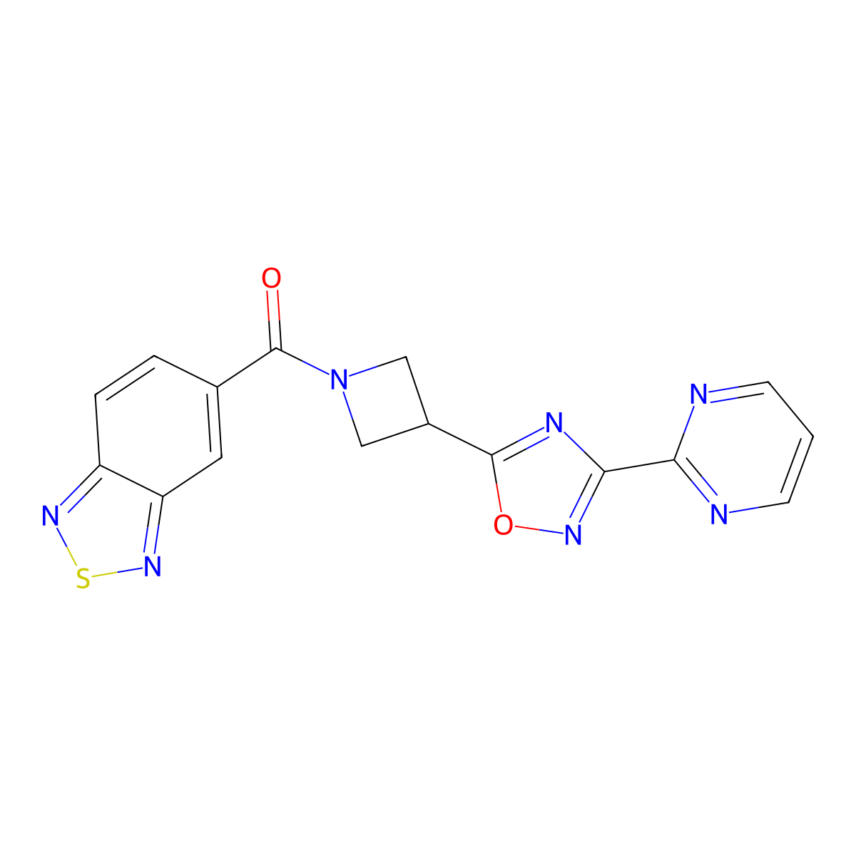 Benzo[c][1,2,5]thiadiazol-5-yl(3-(3-(pyrimidin-2-yl)-1,2,4-oxadiazol-5-yl)azetidin-1-yl)methanone molecular structure, CAS 1327529-01-0