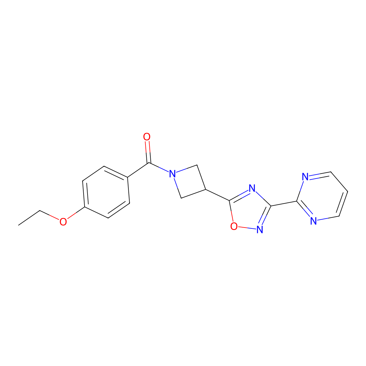 (4-Ethoxyphenyl)(3-(3-(pyrimidin-2-yl)-1,2,4-oxadiazol-5-yl)azetidin-1-yl)methanone molecular structure, CAS 1327529-05-4