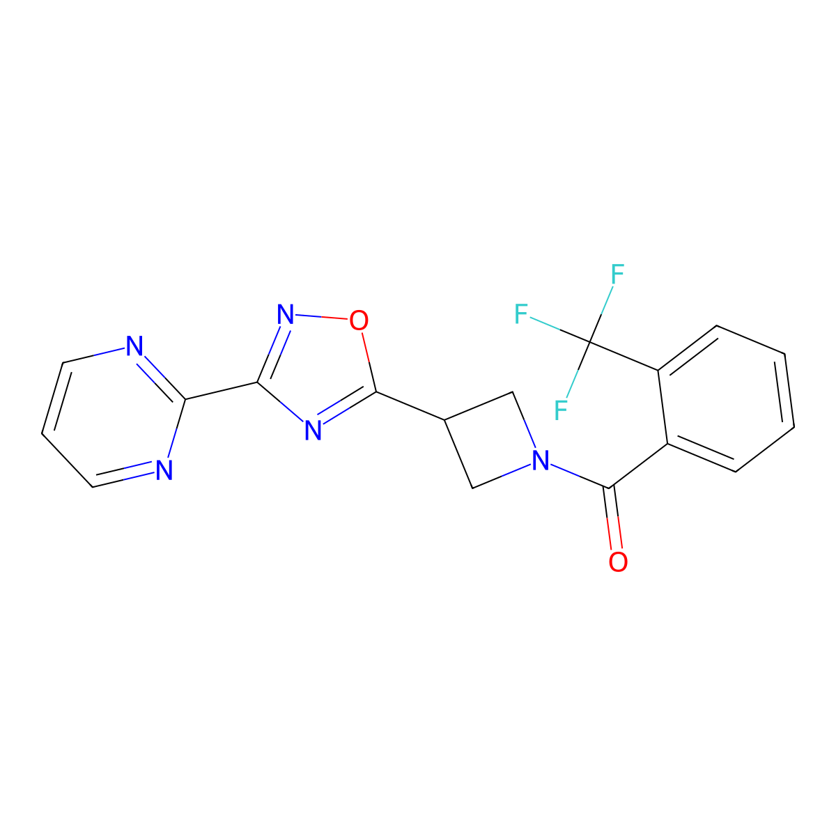 2-(5-{1-[2-(Trifluoromethyl)benzoyl]azetidin-3-yl}-1,2,4-oxadiazol-3-yl)pyrimidine molecular structure, CAS 1327529-06-5