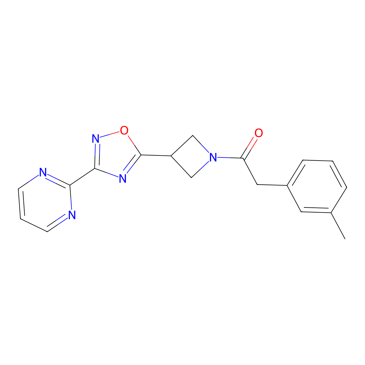 1-(3-(3-(Pyrimidin-2-yl)-1,2,4-oxadiazol-5-yl)azetidin-1-yl)-2-(m-tolyl)ethanone molecular structure, CAS 1327529-09-8