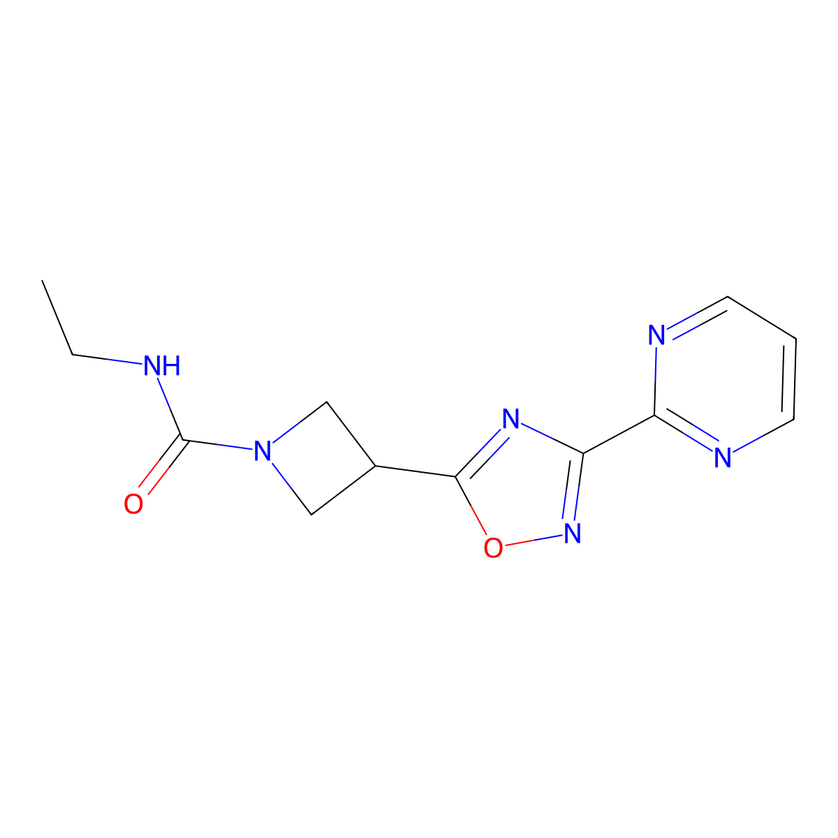 N-ethyl-3-[3-(pyrimidin-2-yl)-1,2,4-oxadiazol-5-yl]azetidine-1-carboxamide molecular structure, CAS 1327529-26-9