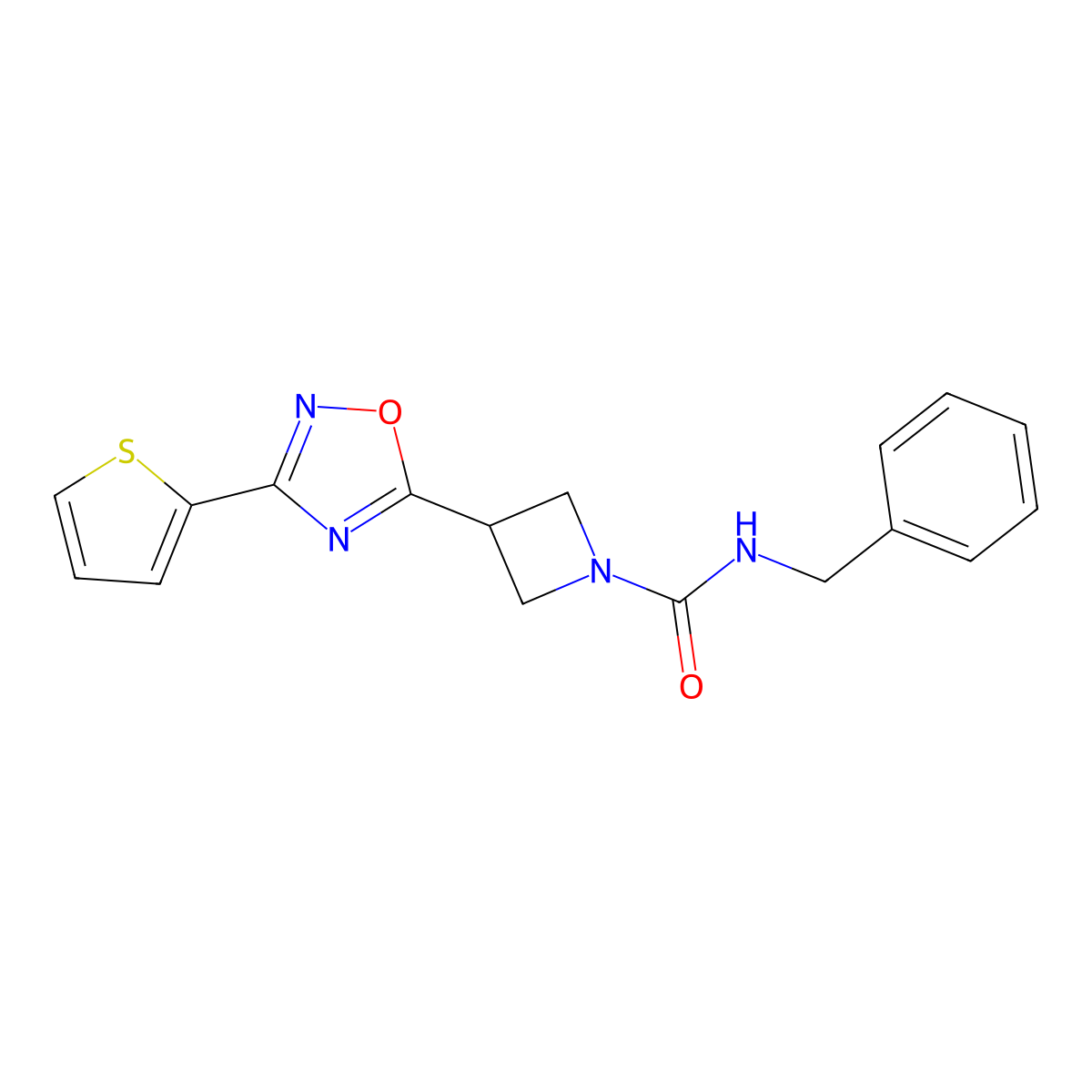 N-benzyl-3-(3-(thiophen-2-yl)-1,2,4-oxadiazol-5-yl)azetidine-1-carboxamide molecular structure, CAS 1327529-73-6