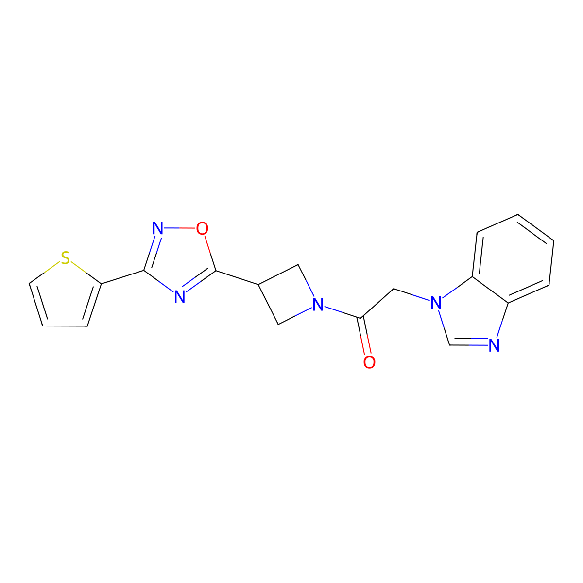 2-(1H-benzo[d]imidazol-1-yl)-1-(3-(3-(thiophen-2-yl)-1,2,4-oxadiazol-5-yl)azetidin-1-yl)ethanone molecular structure, CAS 1327530-00-6