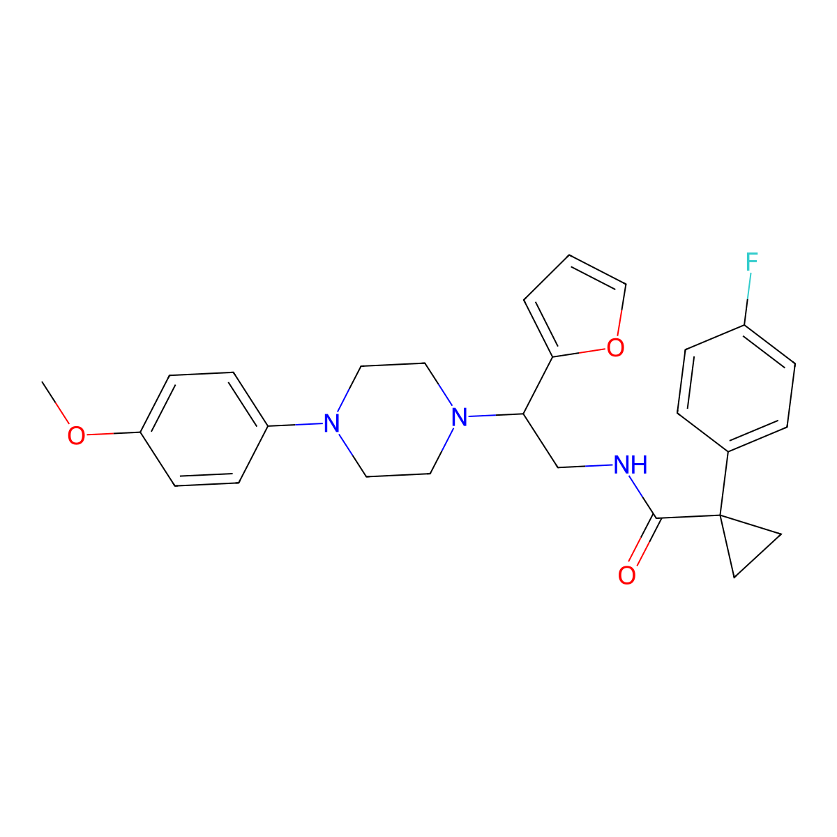 1-(4-fluorophenyl)-N-(2-(furan-2-yl)-2-(4-(4-methoxyphenyl)piperazin-1-yl)ethyl)cyclopropanecarboxamide molecular structure, CAS 1327530-54-0