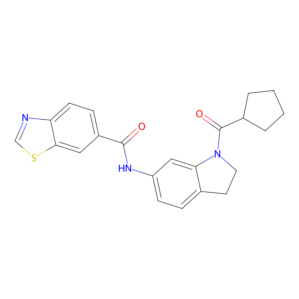 N-(1-(cyclopentanecarbonyl)indolin-6-yl)benzo[d]thiazole-6-carboxamide molecular structure, CAS 1327532-71-7
