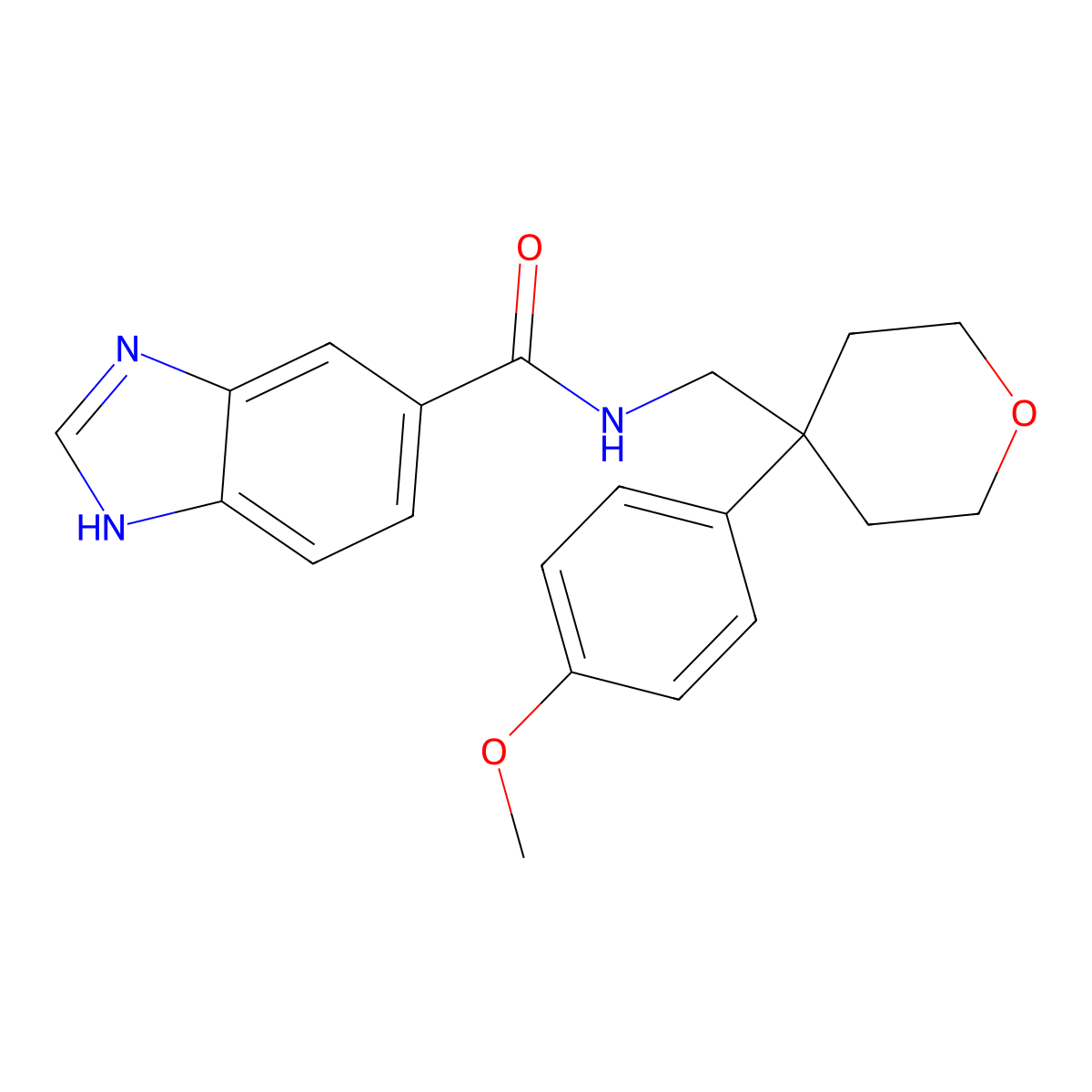 N-((4-(4-methoxyphenyl)tetrahydro-2H-pyran-4-yl)methyl)-1H-benzo[d]imidazole-5-carboxamide molecular structure, CAS 1327533-60-7