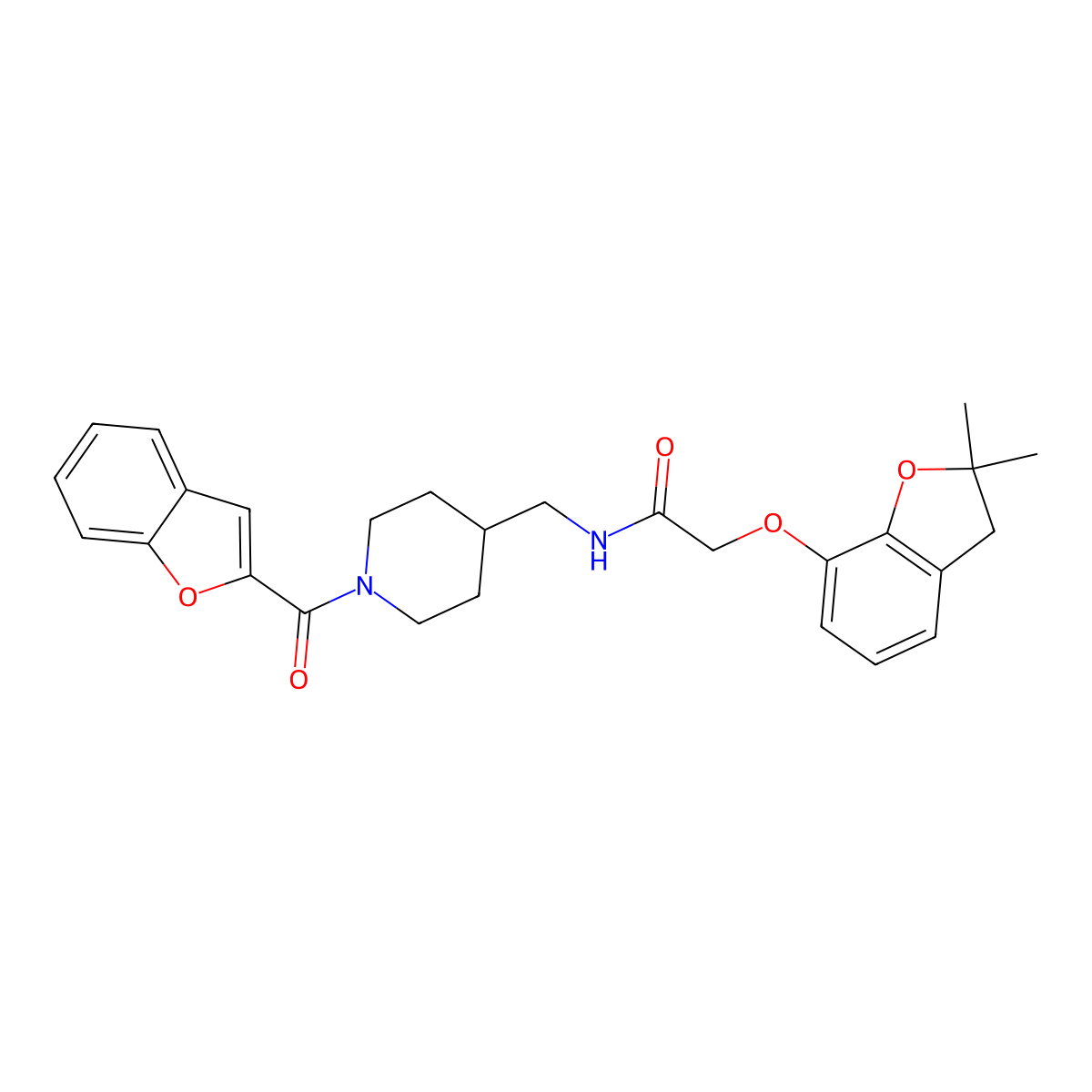 N-((1-(benzofuran-2-carbonyl)piperidin-4-yl)methyl)-2-((2,2-dimethyl-2,3-dihydrobenzofuran-7-yl)oxy)acetamide molecular structure, CAS 1327535-12-5