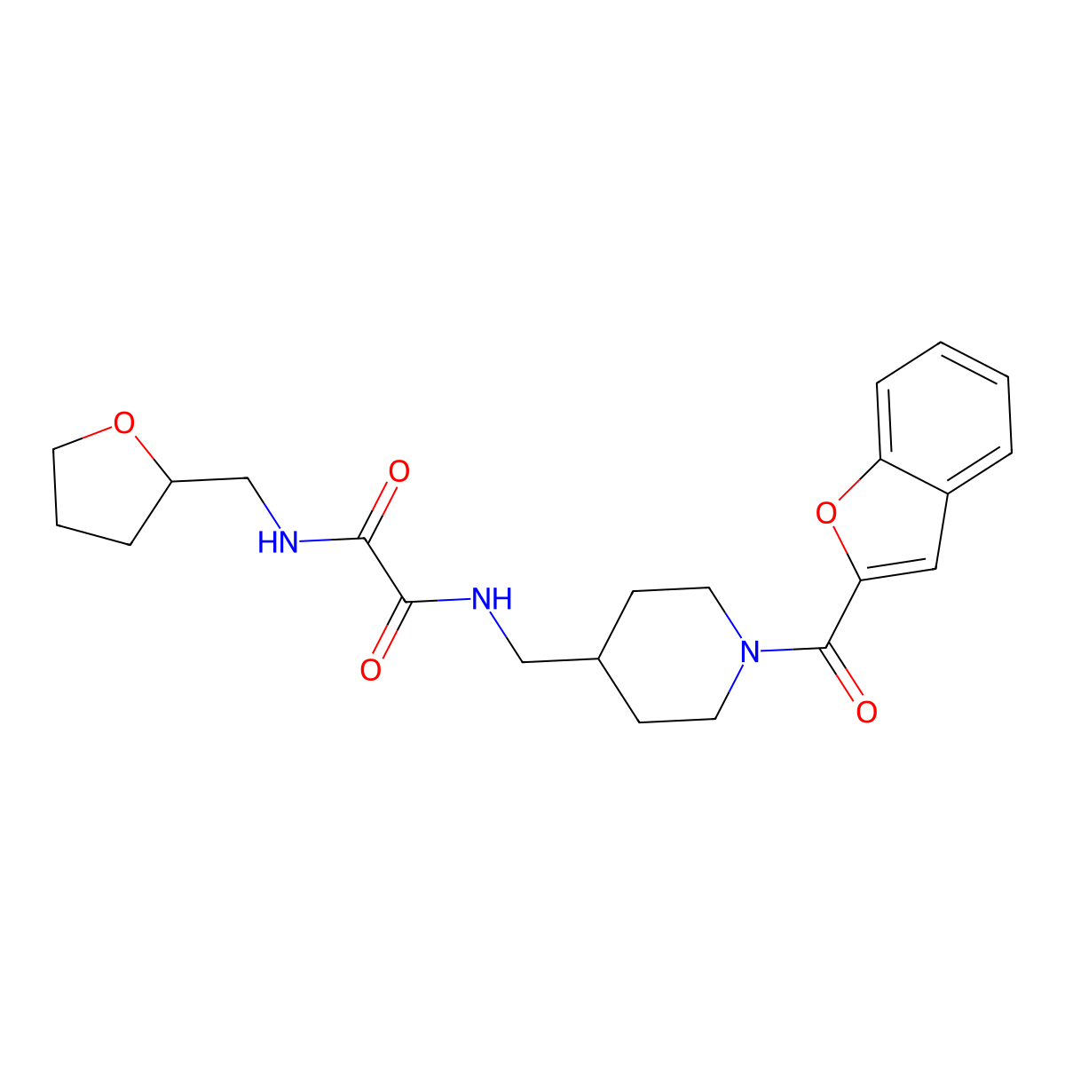 N1-((1-(benzofuran-2-carbonyl)piperidin-4-yl)methyl)-N2-((tetrahydrofuran-2-yl)methyl)oxalamide molecular structure, CAS 1327535-13-6