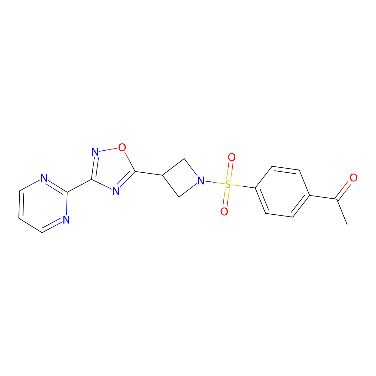1-(4-((3-(3-(Pyrimidin-2-yl)-1,2,4-oxadiazol-5-yl)azetidin-1-yl)sulfonyl)phenyl)ethanone molecular structure, CAS 1327541-57-0