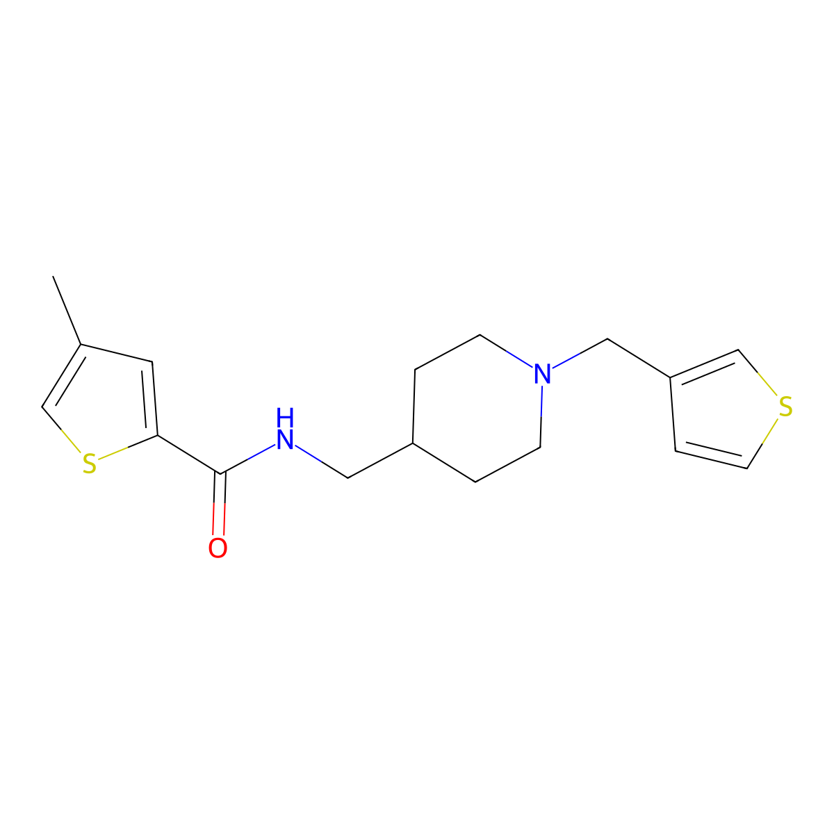 4-methyl-N-((1-(thiophen-3-ylmethyl)piperidin-4-yl)methyl)thiophene-2-carboxamide molecular structure, CAS 1327545-96-9