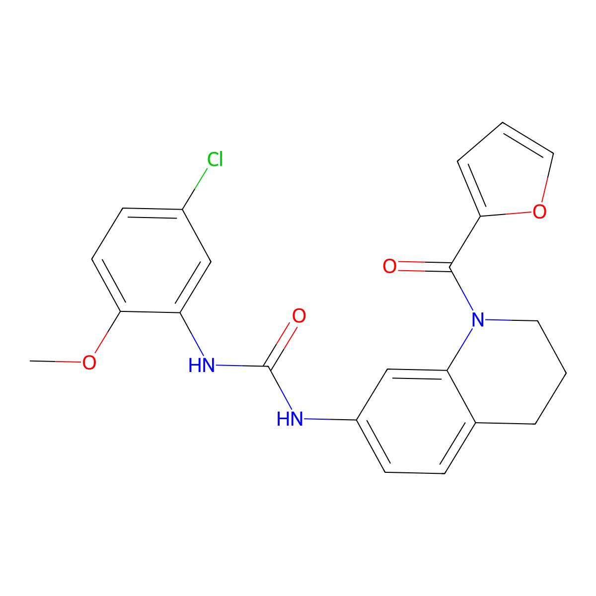 1-(5-Chloro-2-methoxyphenyl)-3-[1-(furan-2-carbonyl)-1,2,3,4-tetrahydroquinolin-7-yl]urea molecular structure, CAS 1327559-20-5