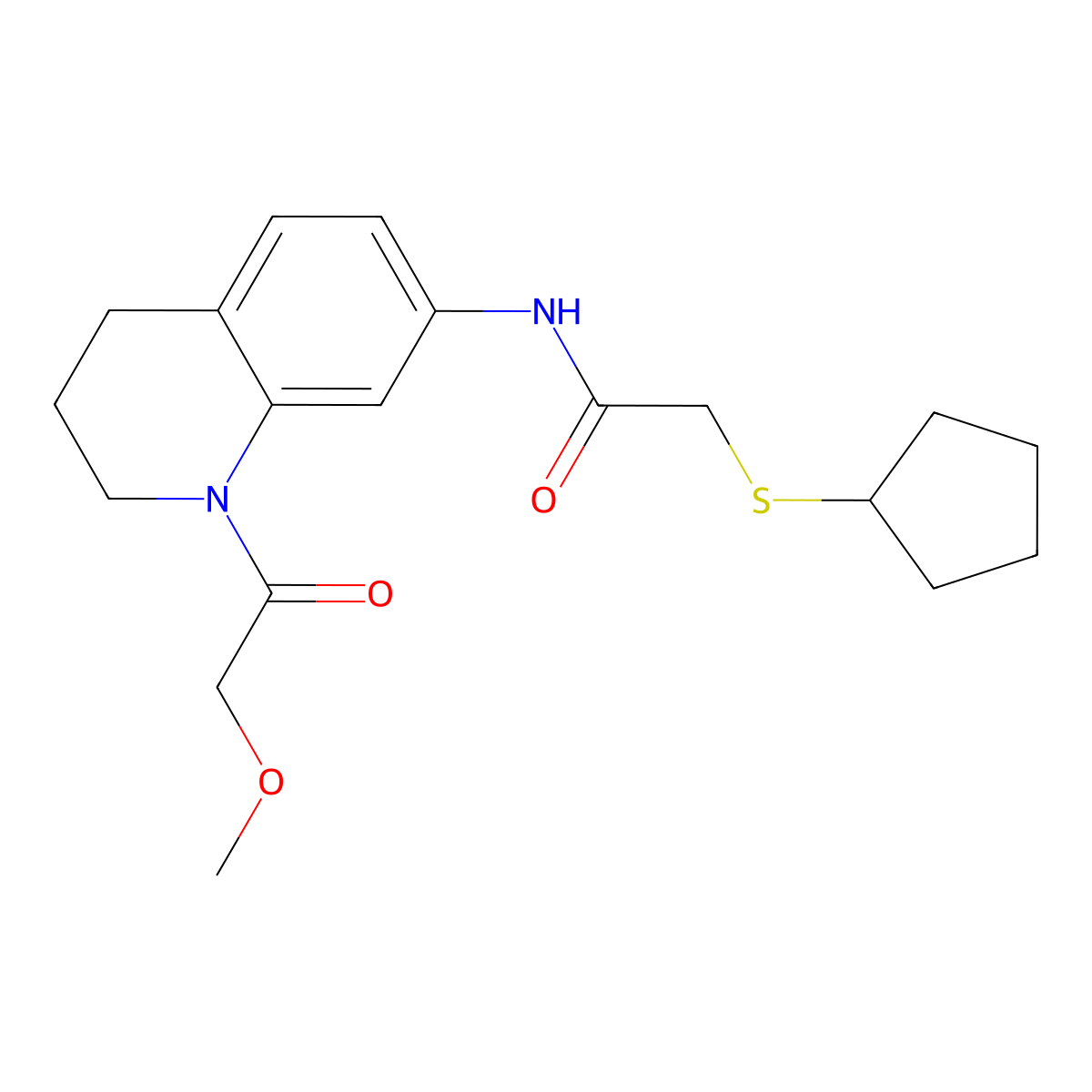 2-(cyclopentylthio)-N-(1-(2-methoxyacetyl)-1,2,3,4-tetrahydroquinolin-7-yl)acetamide molecular structure, CAS 1327560-36-0