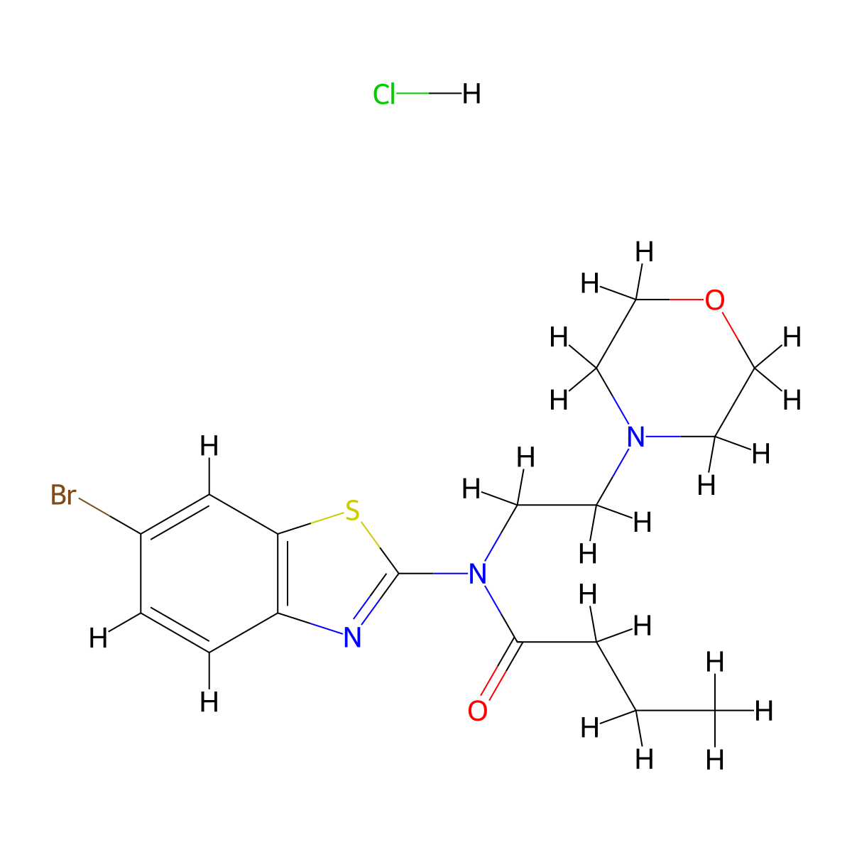 N-(6-bromobenzo[d]thiazol-2-yl)-N-(2-morpholinoethyl)butyramide hydrochloride molecular structure, CAS 1327562-97-9