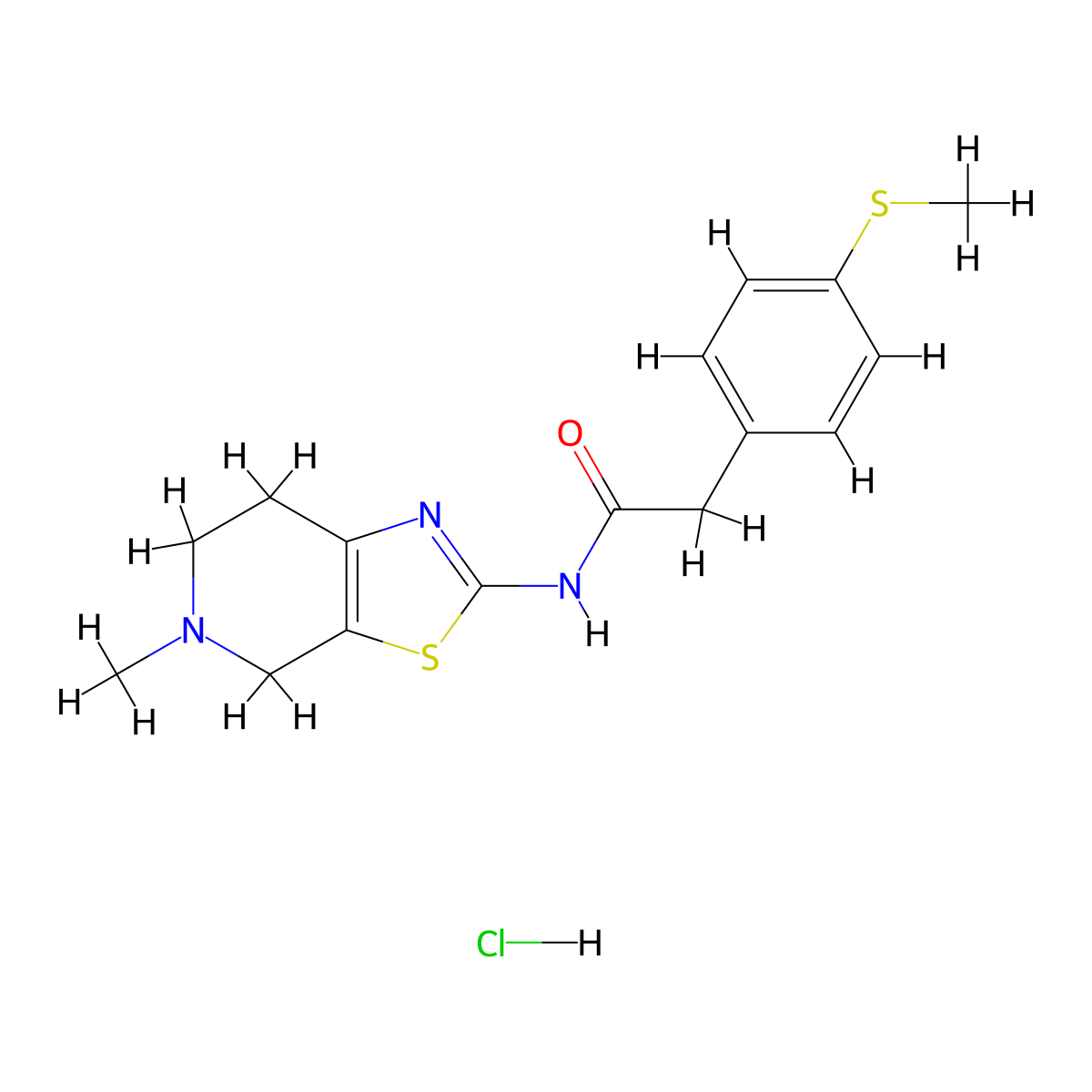 N-(5-methyl-4,5,6,7-tetrahydrothiazolo[5,4-c]pyridin-2-yl)-2-(4-(methylthio)phenyl)acetamide hydrochloride molecular structure, CAS 1327564-32-8