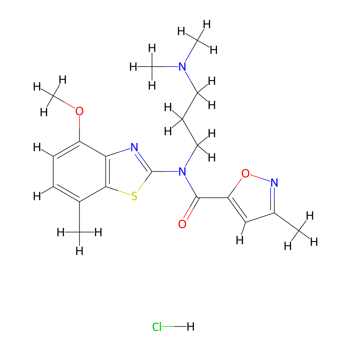 N-(3-(dimethylamino)propyl)-N-(4-methoxy-7-methylbenzo[d]thiazol-2-yl)-3-methylisoxazole-5-carboxamide hydrochloride molecular structure, CAS 1327564-65-7