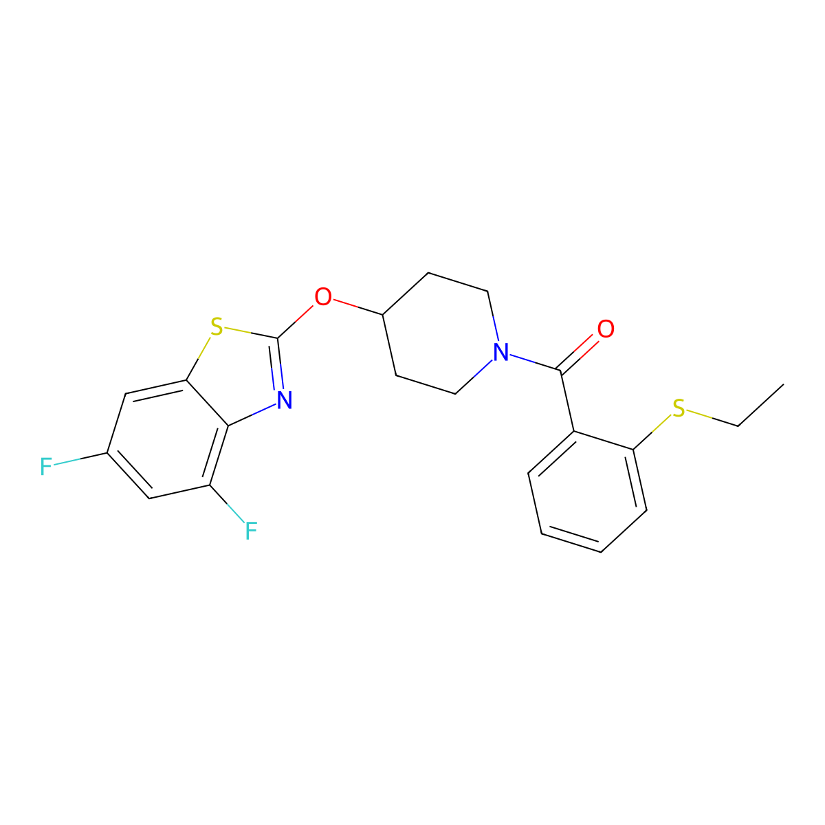 (4-((4,6-Difluorobenzo[d]thiazol-2-yl)oxy)piperidin-1-yl)(2-(ethylthio)phenyl)methanone molecular structure, CAS 1327568-73-9