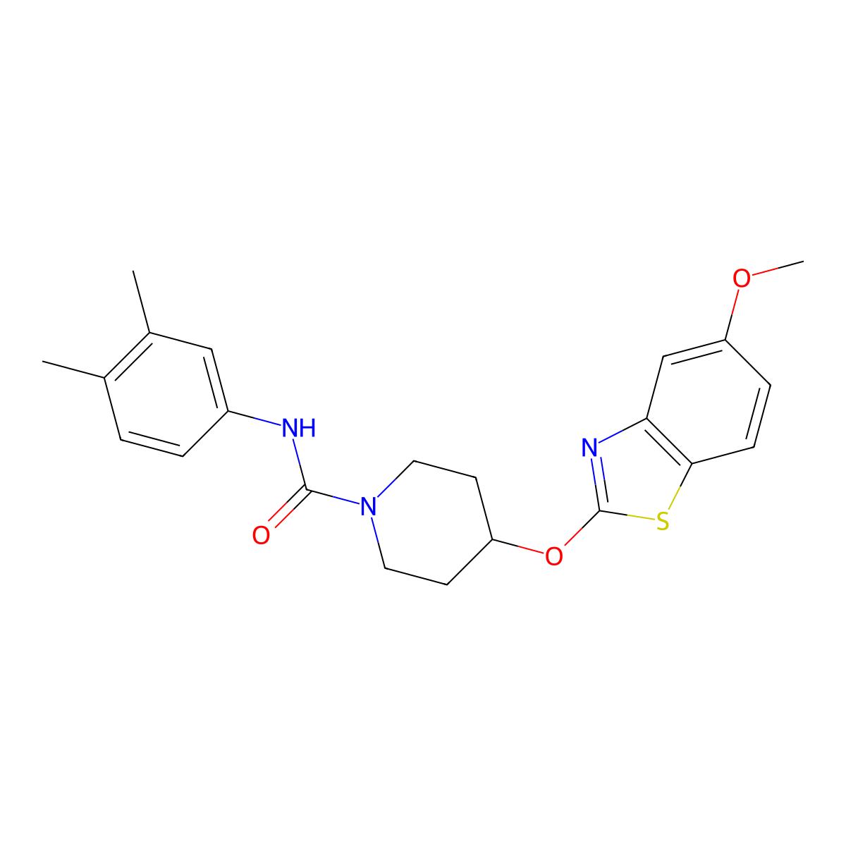 N-(3,4-dimethylphenyl)-4-((5-methoxybenzo[d]thiazol-2-yl)oxy)piperidine-1-carboxamide molecular structure, CAS 1327569-54-9