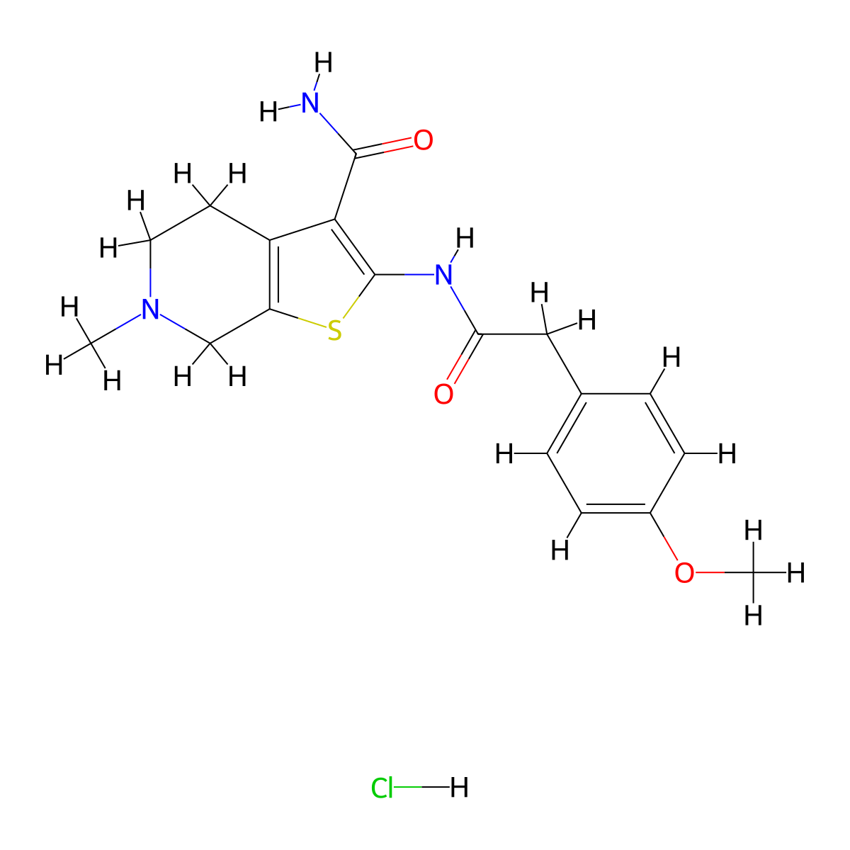 2-(2-(4-Methoxyphenyl)acetamido)-6-methyl-4,5,6,7-tetrahydrothieno[2,3-c]pyridine-3-carboxamide hydrochloride molecular structure, CAS 1327572-05-3