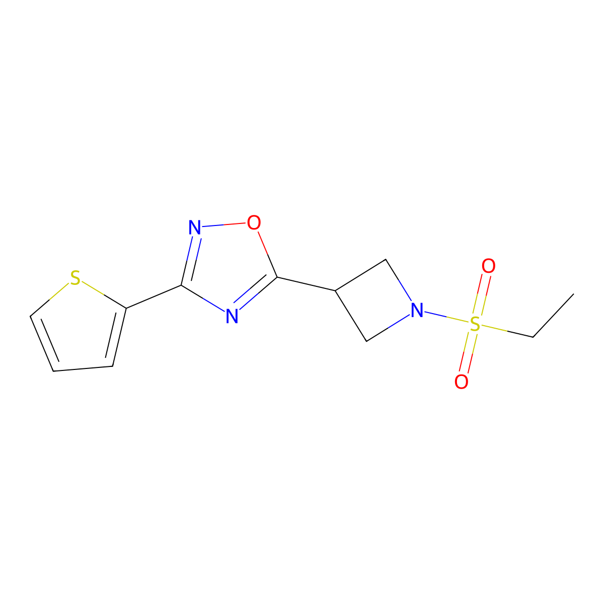 5-(1-(Ethylsulfonyl)azetidin-3-yl)-3-(thiophen-2-yl)-1,2,4-oxadiazole molecular structure, CAS 1327574-80-0