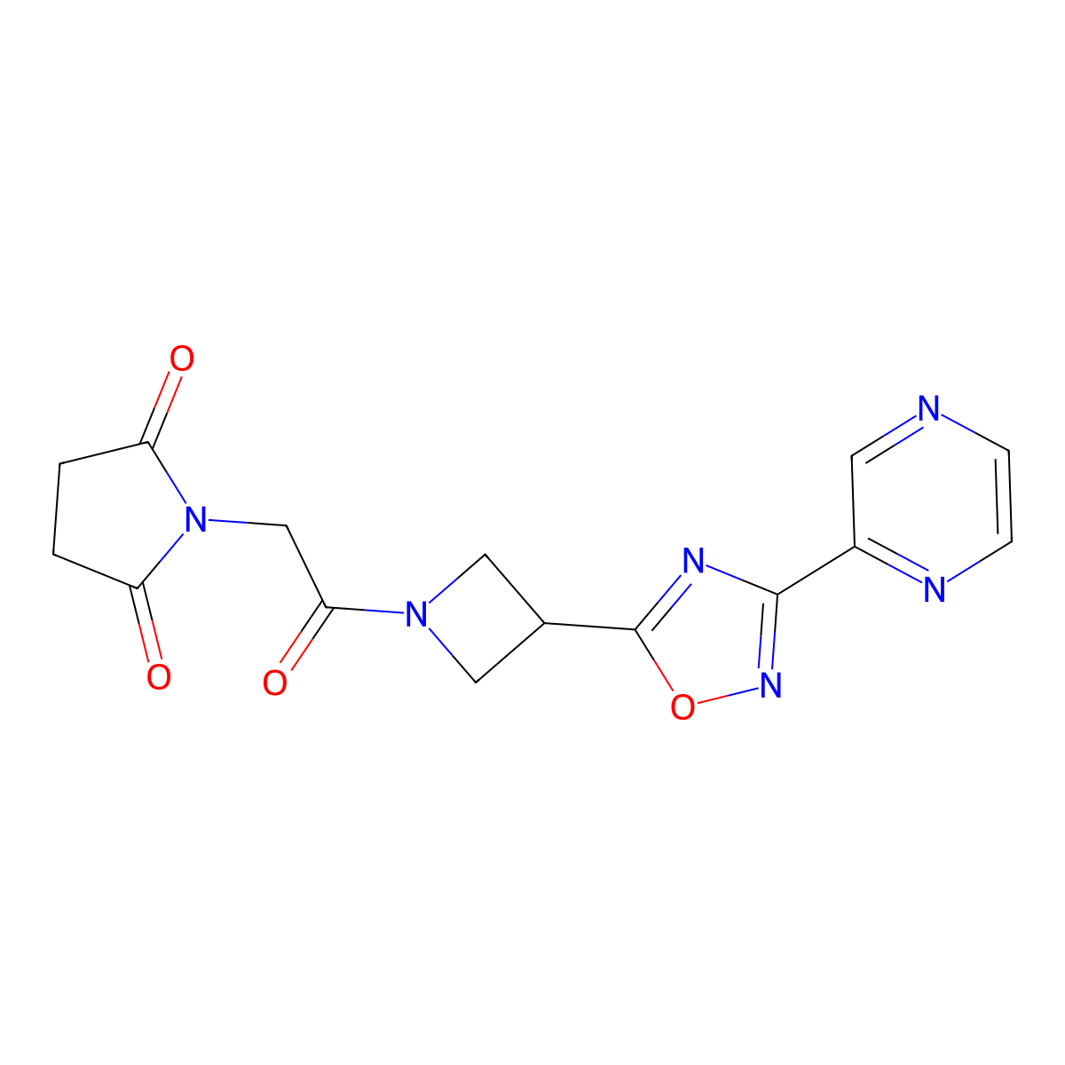1-(2-Oxo-2-{3-[3-(pyrazin-2-yl)-1,2,4-oxadiazol-5-yl]azetidin-1-yl}ethyl)pyrrolidine-2,5-dione molecular structure, CAS 1327575-57-4