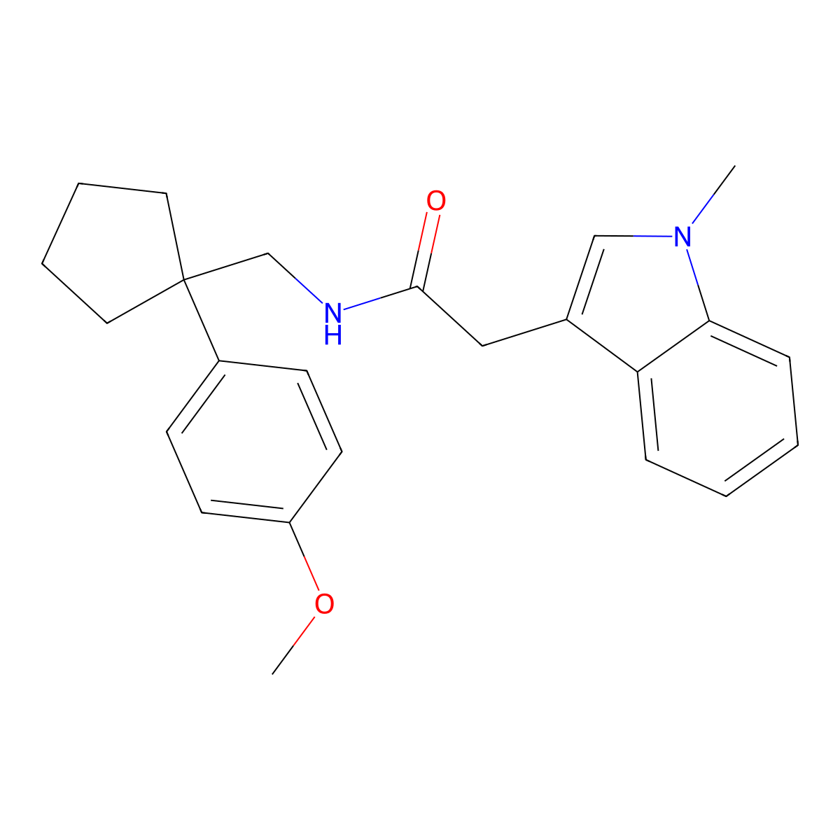 N-((1-(4-methoxyphenyl)cyclopentyl)methyl)-2-(1-methyl-1H-indol-3-yl)acetamide molecular structure, CAS 1327576-38-4