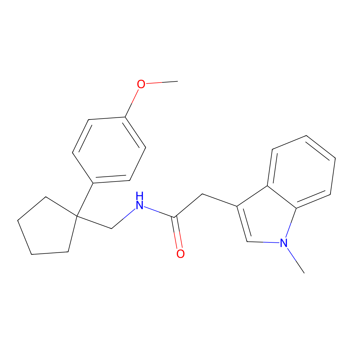 N-((1-(4-methoxyphenyl)cyclopentyl)methyl)-2-(1-methyl-1H-indol-3-yl)acetamide molecular structure, CAS 1327576-38-4