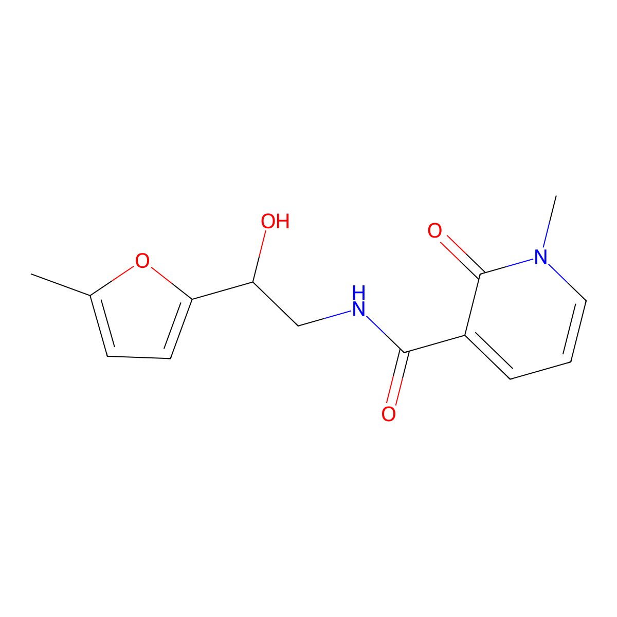 N-[2-hydroxy-2-(5-methylfuran-2-yl)ethyl]-1-methyl-2-oxo-1,2-dihydropyridine-3-carboxamide molecular structure, CAS 1327576-92-0