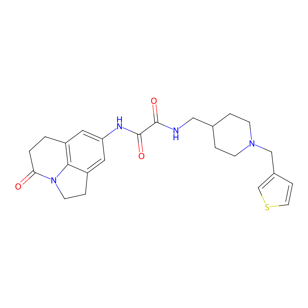 N-{11-oxo-1-azatricyclo[6.3.1.0^{4,12}]dodeca-4,6,8(12)-trien-6-yl}-N'-({1-[(thiophen-3-yl)methyl]piperidin-4-yl}methyl)ethanediamide molecular structure, CAS 1327577-01-4