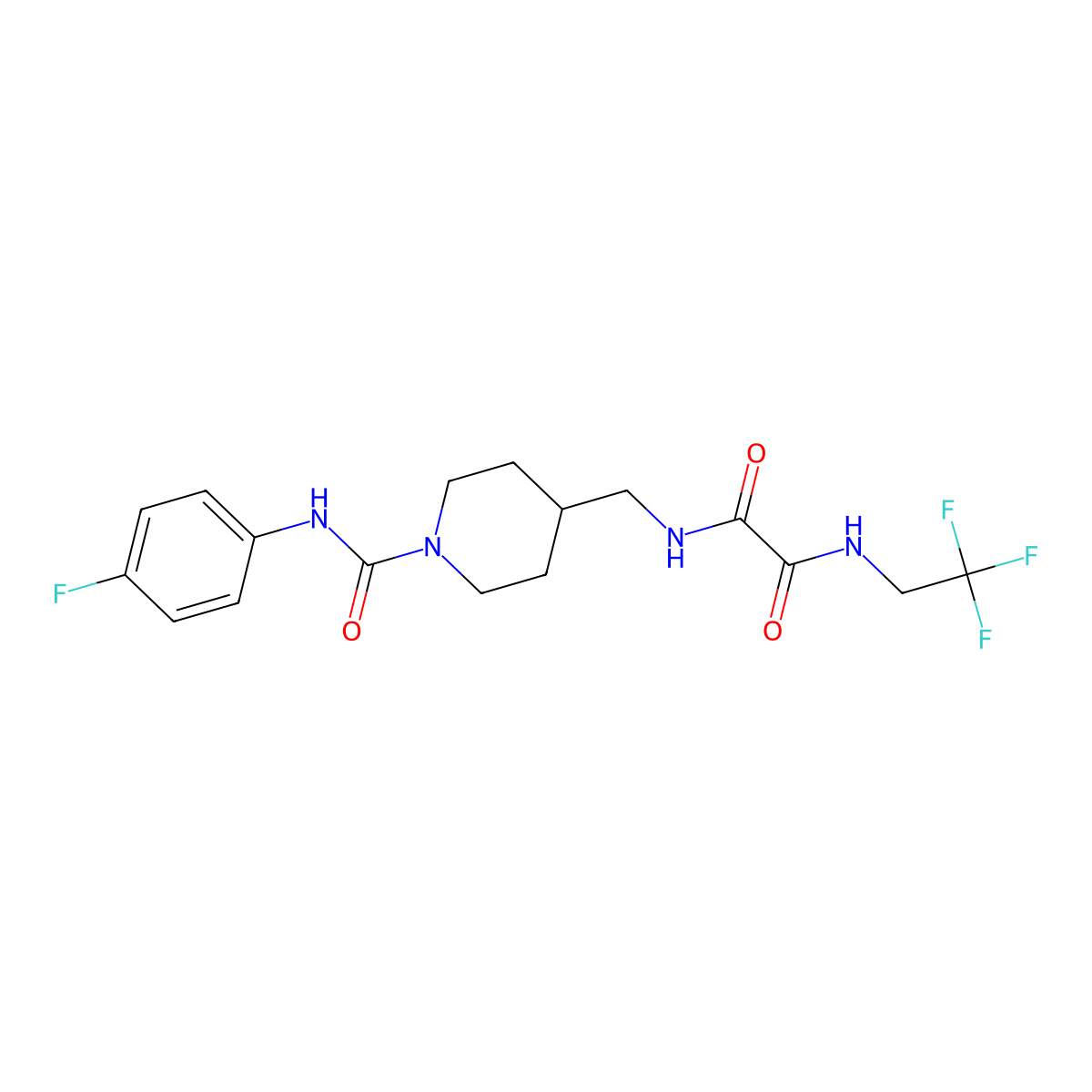 N1-((1-((4-fluorophenyl)carbamoyl)piperidin-4-yl)methyl)-N2-(2,2,2-trifluoroethyl)oxalamide molecular structure, CAS 1327577-16-1