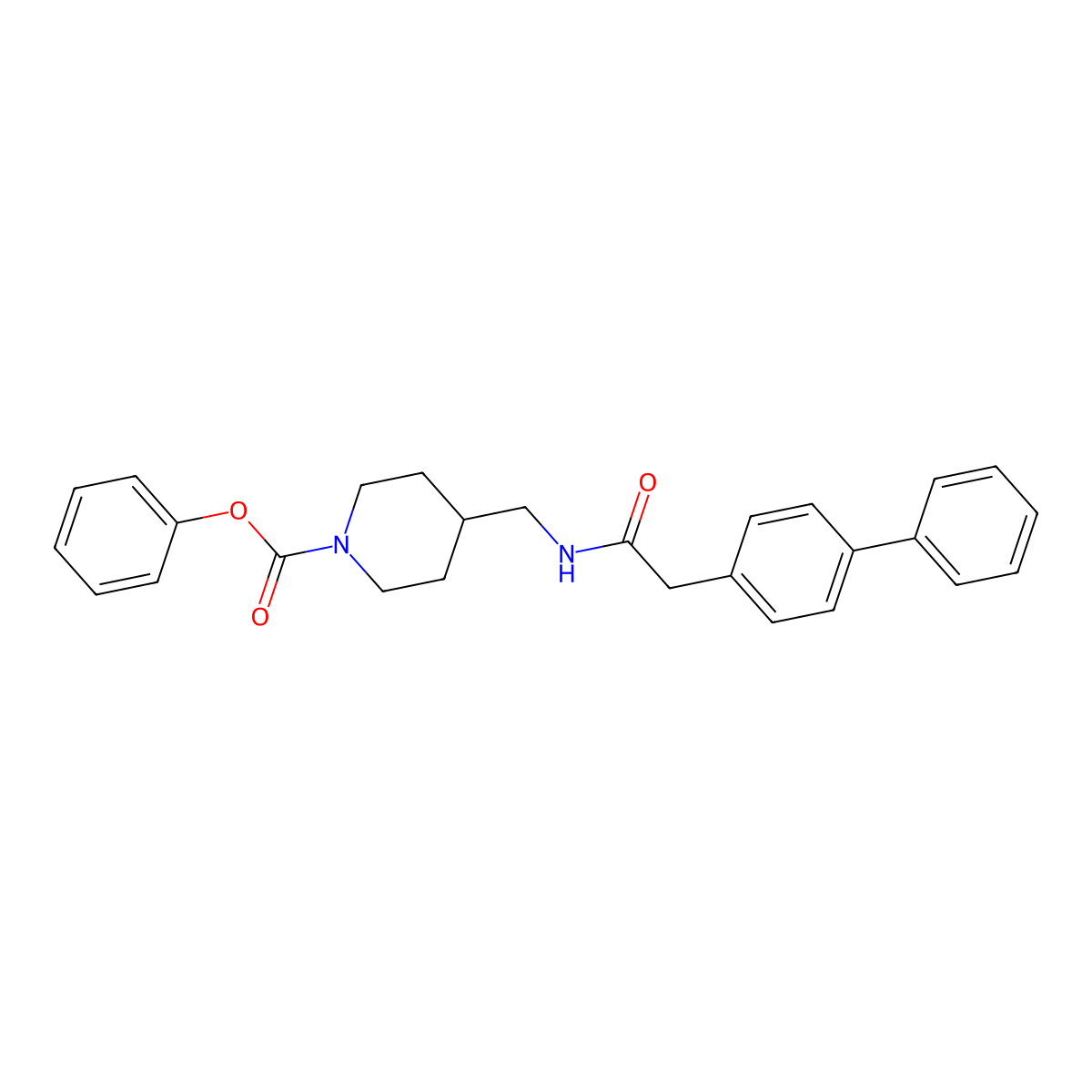 Phenyl 4-[(2-{[1,1'-biphenyl]-4-yl}acetamido)methyl]piperidine-1-carboxylate molecular structure, CAS 1327577-23-0