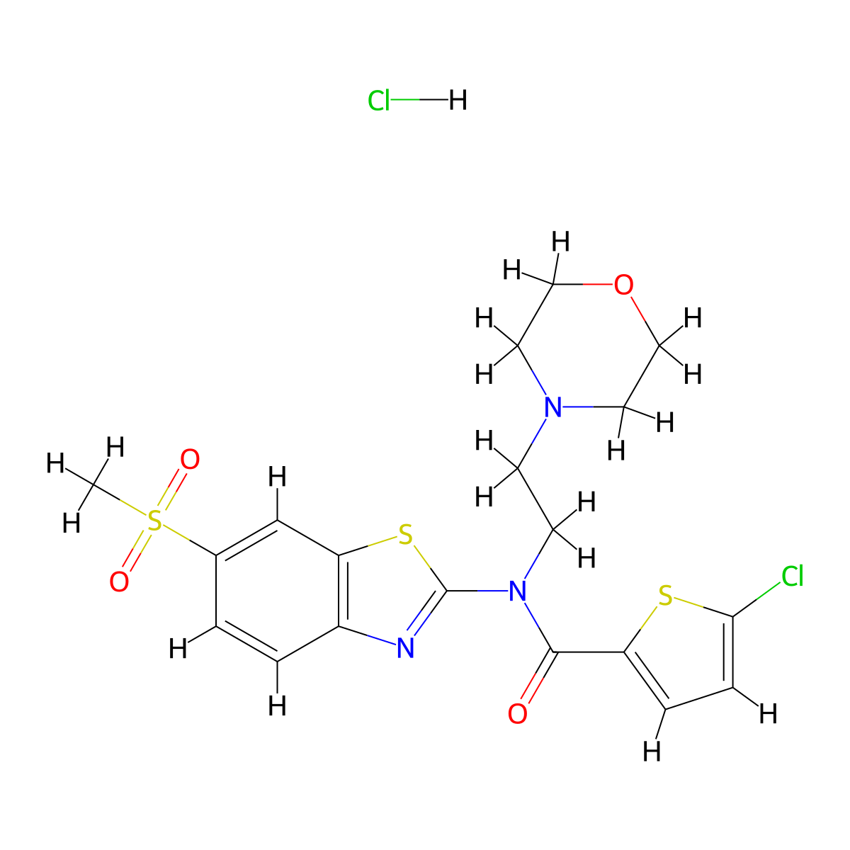 5-chloro-N-(6-(methylsulfonyl)benzo[d]thiazol-2-yl)-N-(2-morpholinoethyl)thiophene-2-carboxamide hydrochloride molecular structure, CAS 1327586-55-9