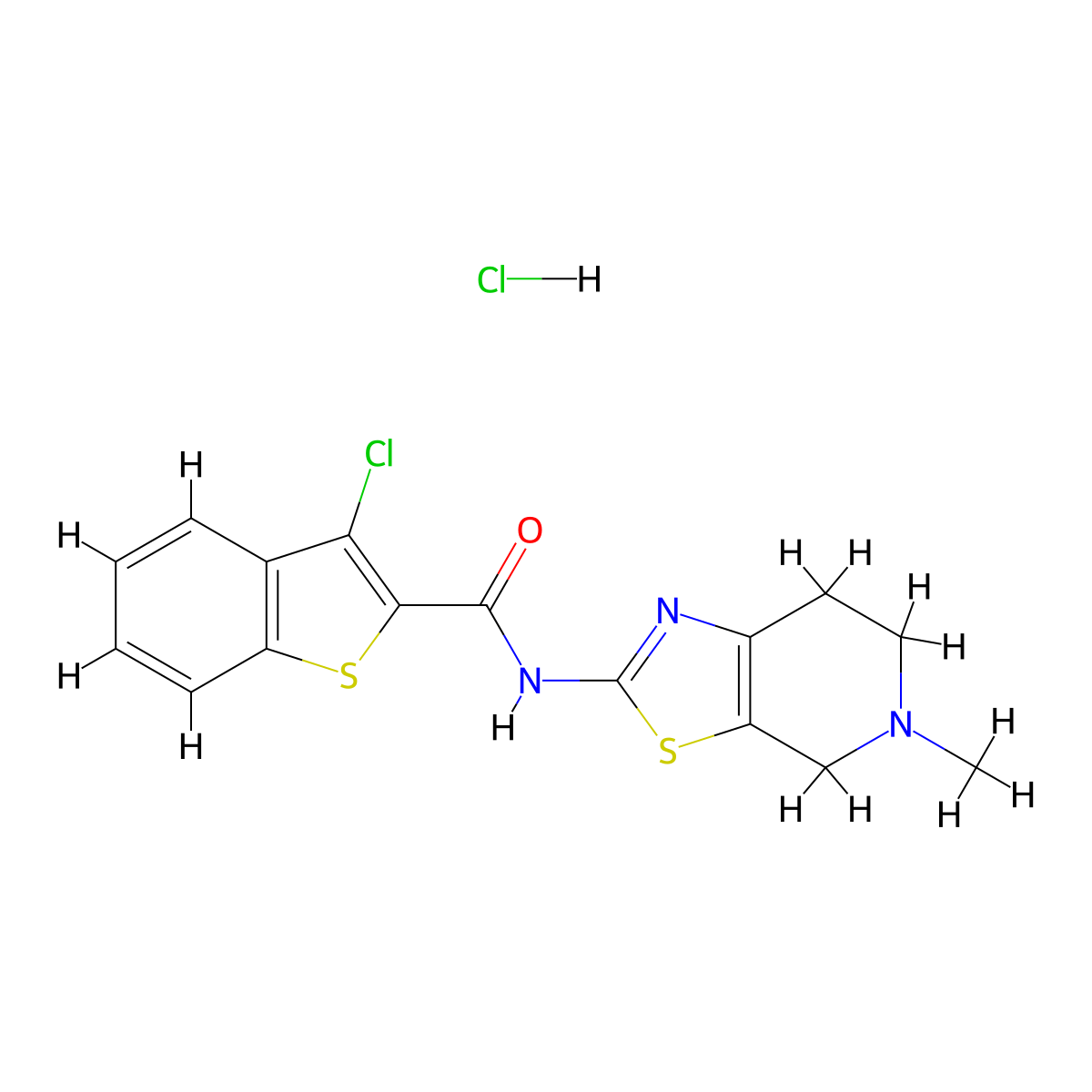 3-chloro-N-(5-methyl-4,5,6,7-tetrahydrothiazolo[5,4-c]pyridin-2-yl)benzo[b]thiophene-2-carboxamide hydrochloride molecular structure, CAS 1327590-96-4