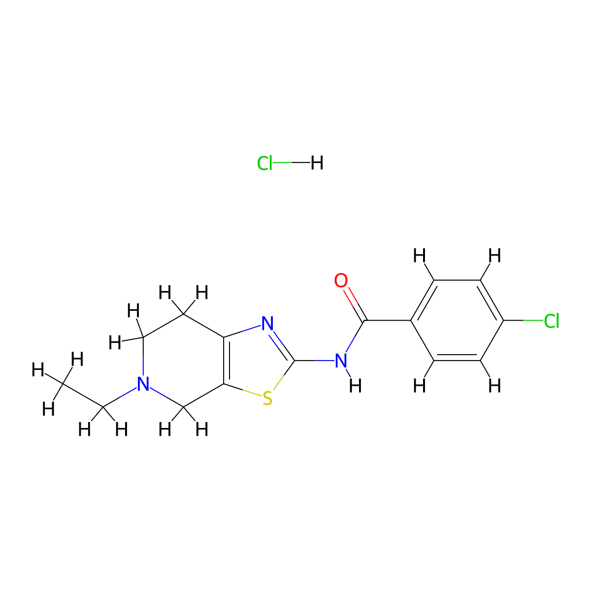4-chloro-N-(5-ethyl-4,5,6,7-tetrahydrothiazolo[5,4-c]pyridin-2-yl)benzamide hydrochloride molecular structure, CAS 1327591-04-7