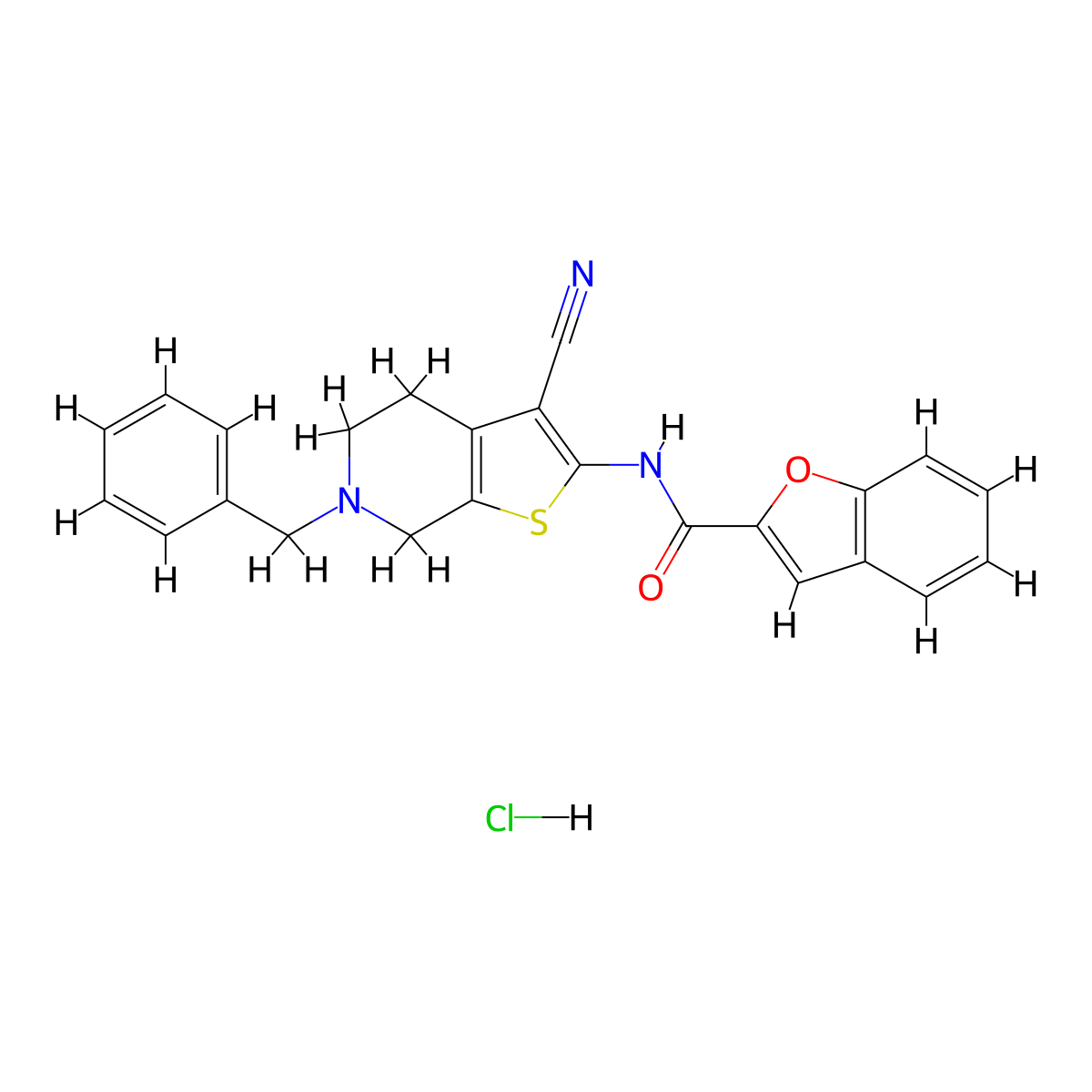 N-(6-benzyl-3-cyano-4,5,6,7-tetrahydrothieno[2,3-c]pyridin-2-yl)benzofuran-2-carboxamide hydrochloride molecular structure, CAS 1327596-24-6