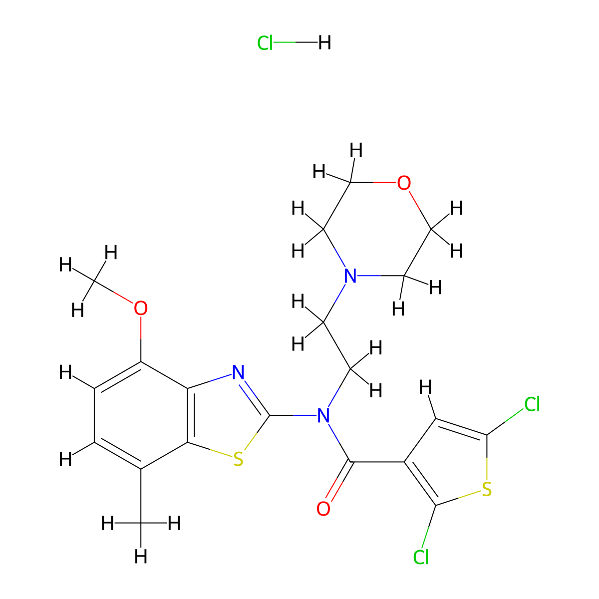 2,5-dichloro-N-(4-methoxy-7-methylbenzo[d]thiazol-2-yl)-N-(2-morpholinoethyl)thiophene-3-carboxamide hydrochloride molecular structure, CAS 1327598-99-1