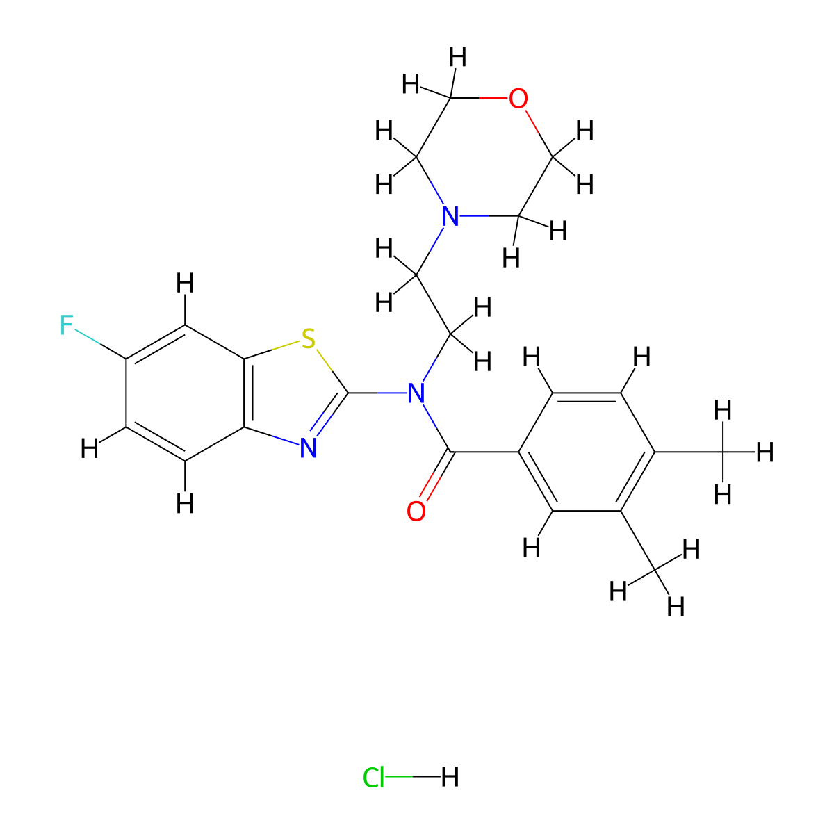 N-(6-fluorobenzo[d]thiazol-2-yl)-3,4-dimethyl-N-(2-morpholinoethyl)benzamide hydrochloride molecular structure, CAS 1327608-19-4