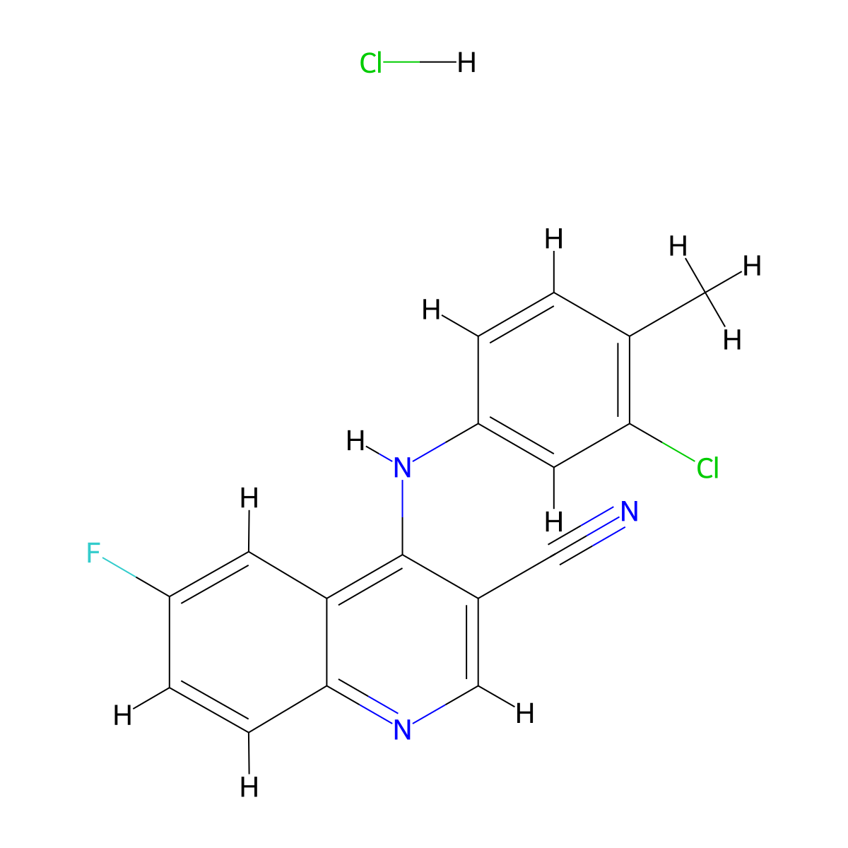 4-[(3-Chloro-4-methylphenyl)amino]-6-fluoroquinoline-3-carbonitrile hydrochloride molecular structure, CAS 1327616-99-8