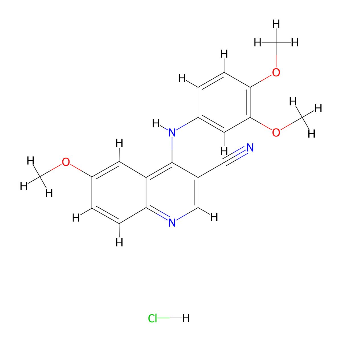 4-((3,4-Dimethoxyphenyl)amino)-6-methoxyquinoline-3-carbonitrile hydrochloride molecular structure, CAS 1327617-00-4