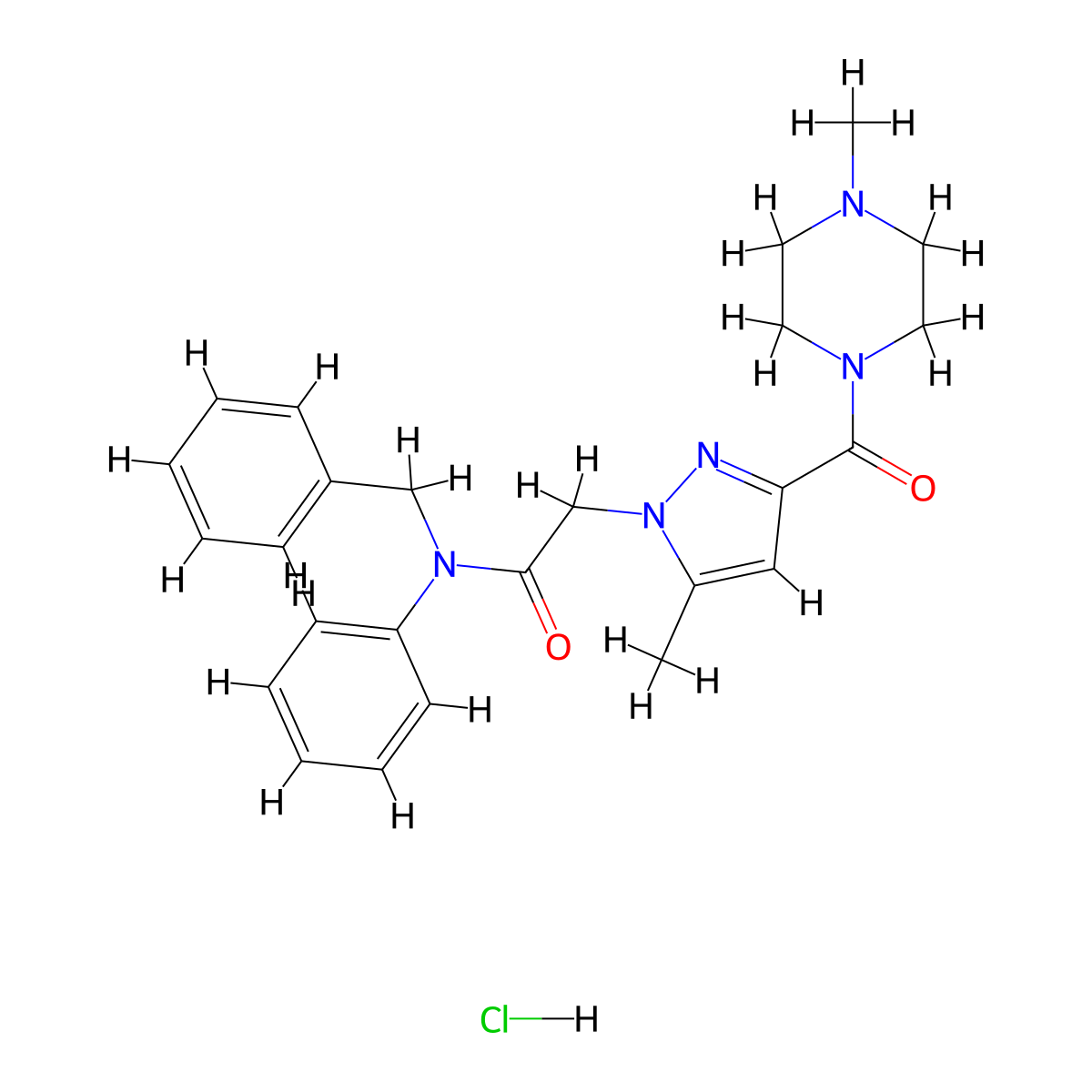 N-benzyl-2-(5-methyl-3-(4-methylpiperazine-1-carbonyl)-1H-pyrazol-1-yl)-N-phenylacetamide hydrochloride molecular structure, CAS 1327617-10-6