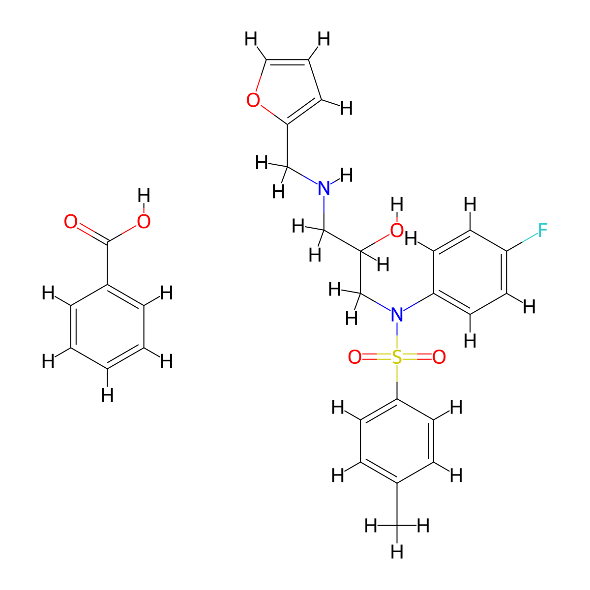 N-(4-fluorophenyl)-N-(3-((furan-2-ylmethyl)amino)-2-hydroxypropyl)-4-methylbenzenesulfonamide benzoate molecular structure, CAS 1327617-11-7