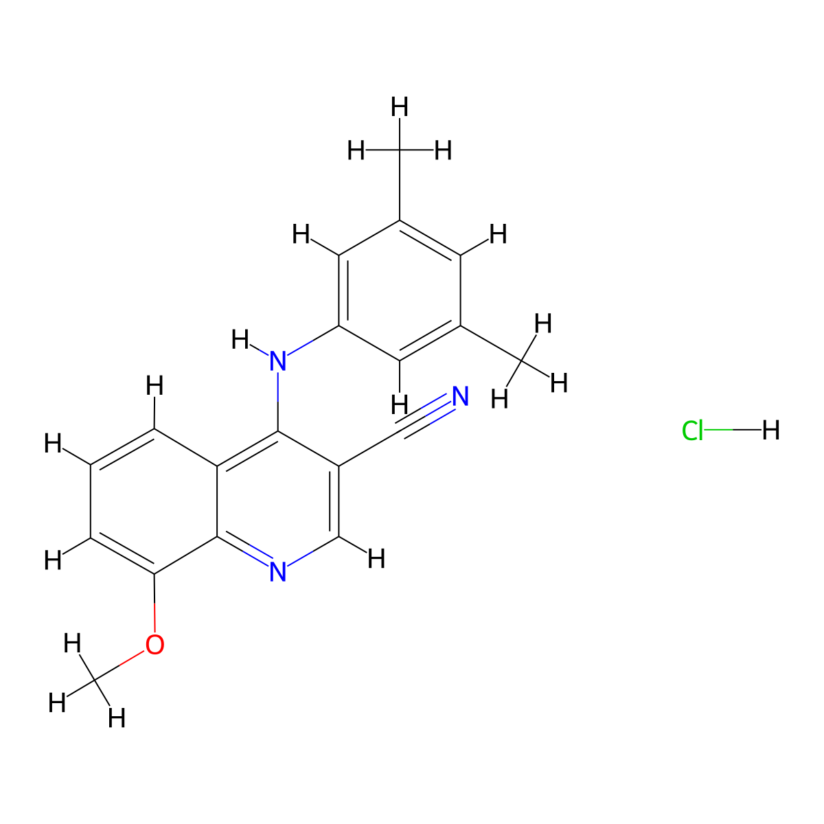 4-[(3,5-Dimethylphenyl)amino]-8-methoxyquinoline-3-carbonitrile hydrochloride molecular structure, CAS 1327617-16-2