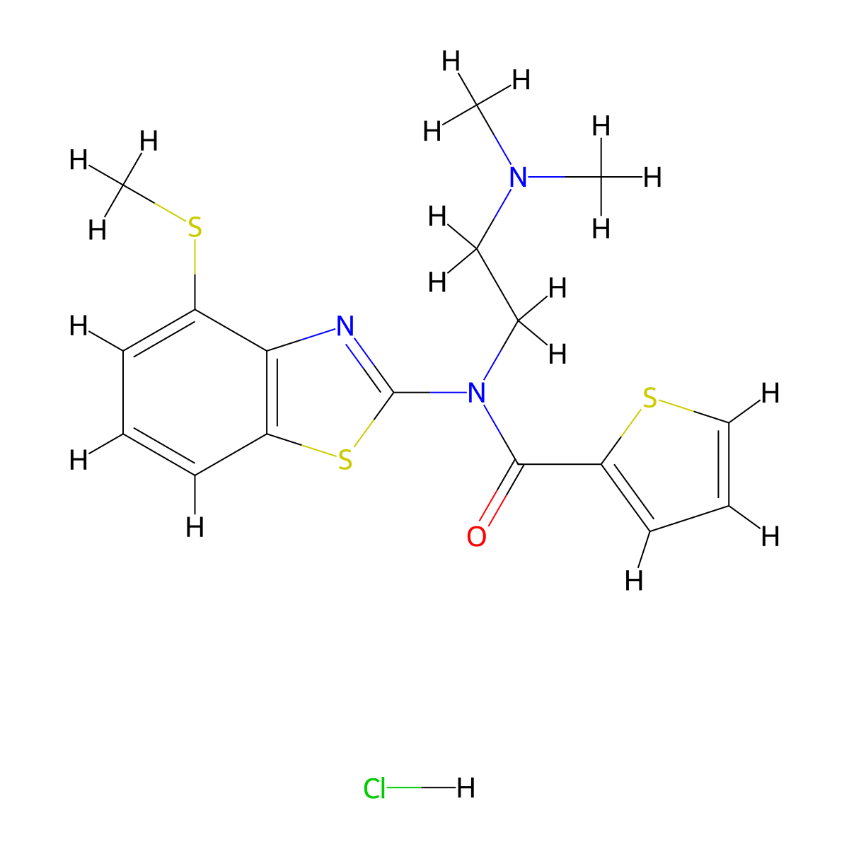 N-(2-(dimethylamino)ethyl)-N-(4-(methylthio)benzo[d]thiazol-2-yl)thiophene-2-carboxamide hydrochloride molecular structure, CAS 1327626-07-2