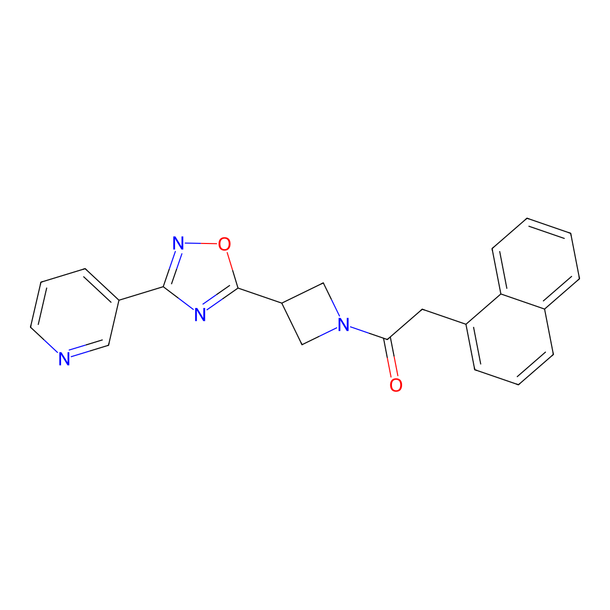 2-(Naphthalen-1-yl)-1-(3-(3-(pyridin-3-yl)-1,2,4-oxadiazol-5-yl)azetidin-1-yl)ethanone molecular structure, CAS 1327630-35-2